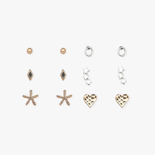 

Heart Stud Earrings 6pairs
