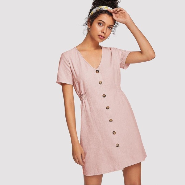 

Single Breasted Front Dress, Pink