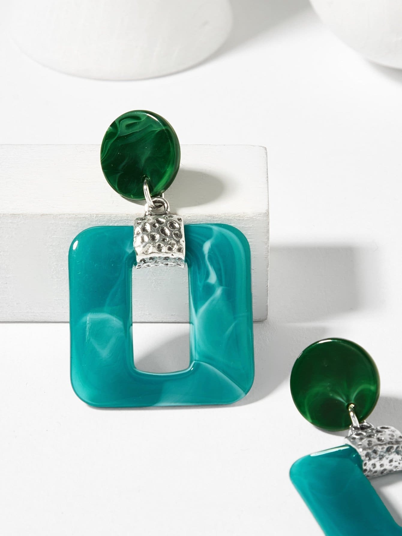 open square design drop earrings