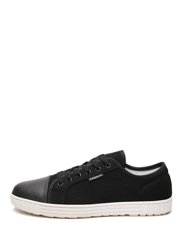 

Men Lace Up Canvas Sneakers, Black