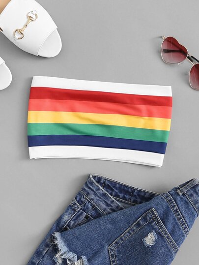 Top bandeau de rayas de colores