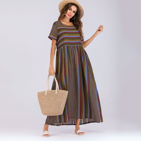 

Striped Smock Maxi Dress