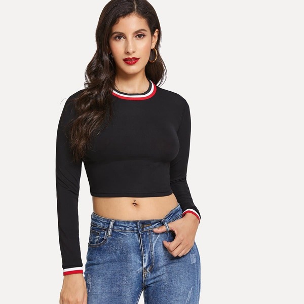 

Contrast Stripe Crop Tee