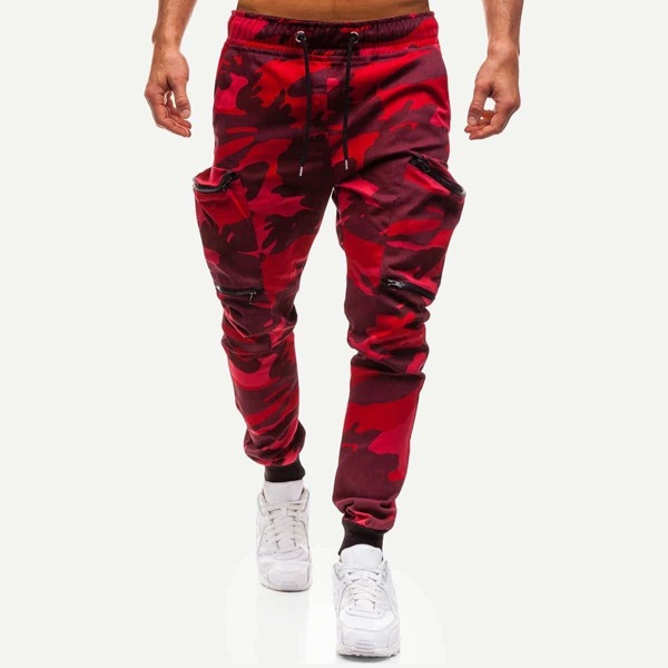 

Men Pocket Side Camo Print Drawstring Sweatpants, Multicolor