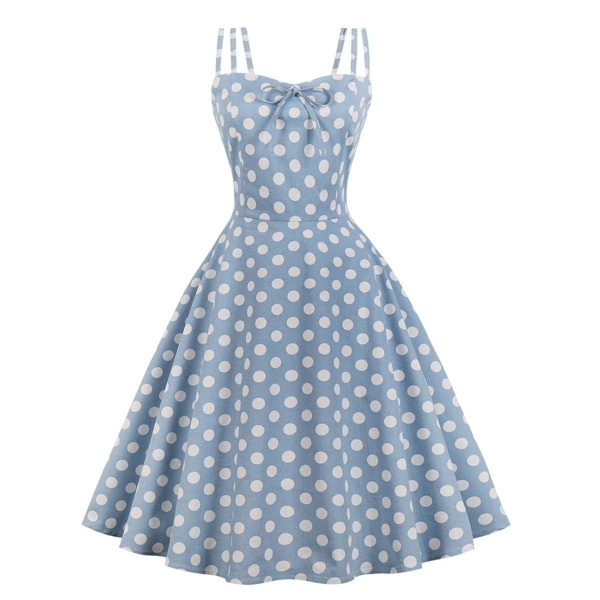 

Polka Dot Knot Front Zip Back Flare Dress
