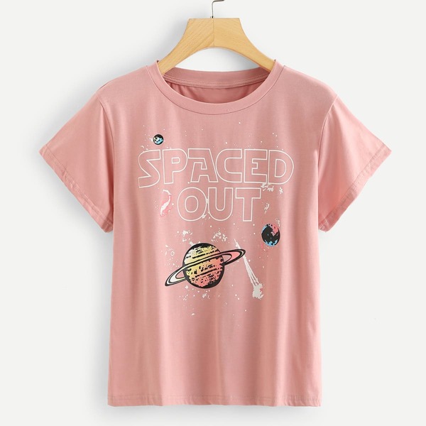 

Galaxy & Letter Print Tee
