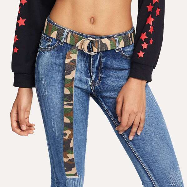 

Camouflage Double Buckle Belt, Multicolor