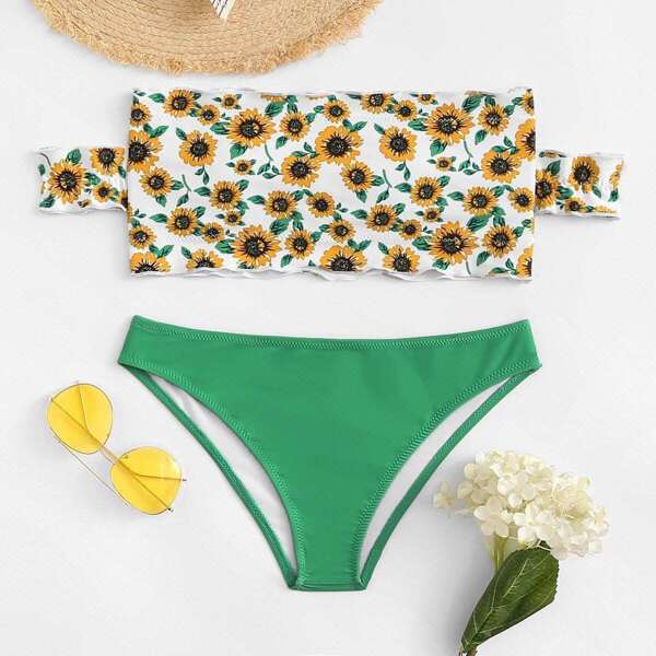 

Off The Shoulder Floral Bikini Set