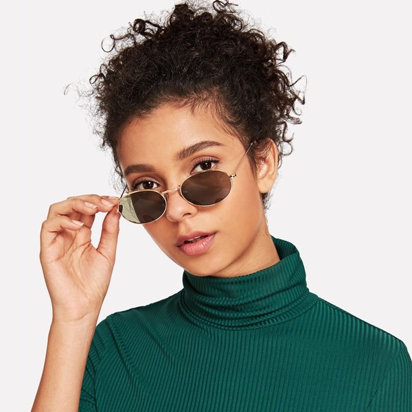 

Oval Flat Lens Sunglasses, Green