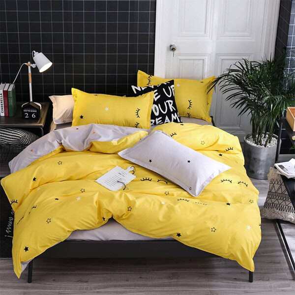 

Eyelash & Star Print Sheet Set, Yellow