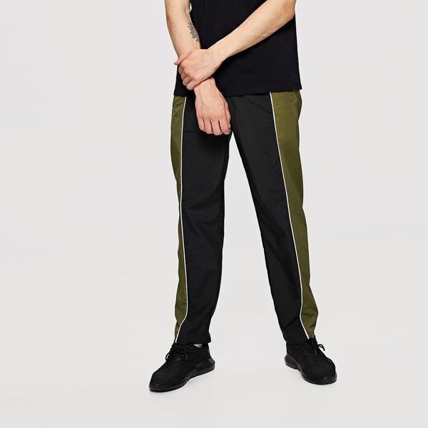 

Men Two Tone Contrast Binding Joggers, Multicolor
