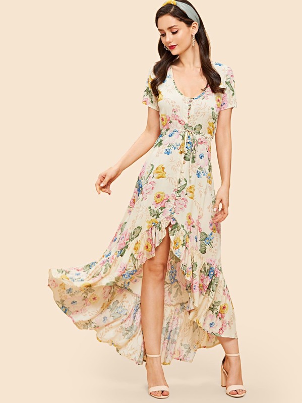 

Кнопка Up Ruffle Dip Hem Dress, Julie H.