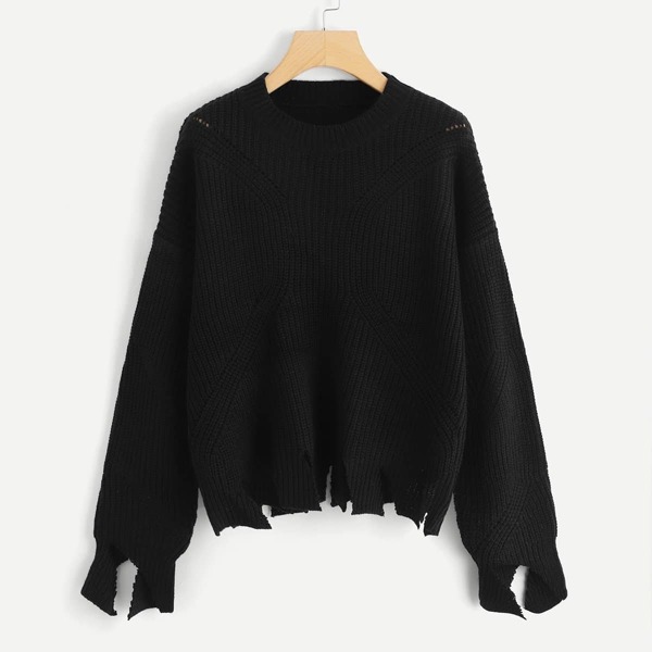 

Round Neck Slit Trim Jumper