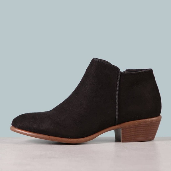 

Faux Suede Almond Toe Booties, Black