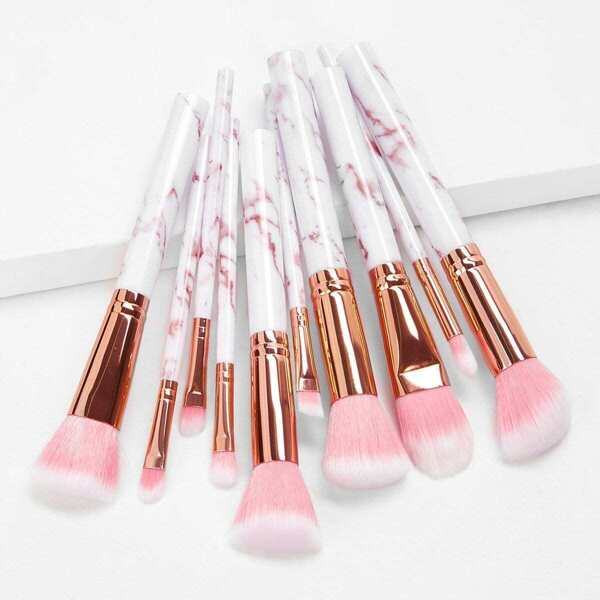 

Marble Handle Makeup Brush 10pcs, White