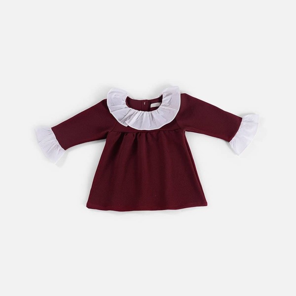

Toddler Girls Ruffle Trim Dress, Burgundy