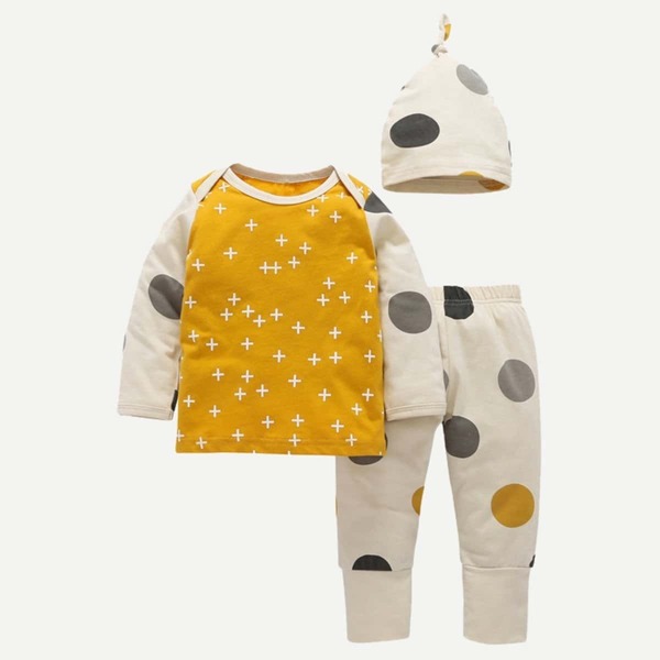 

Toddler Girls Polka Dot Top & Pants & Hat, Multicolor