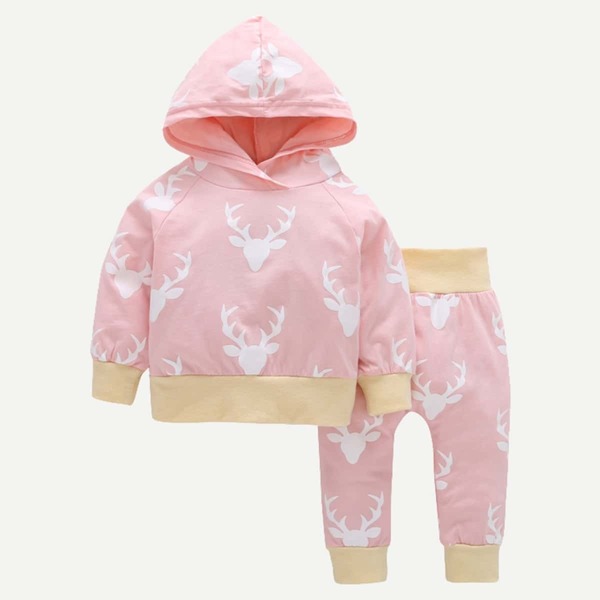 

Toddler Girls Hooded Sweatshirt With Pants, Pink