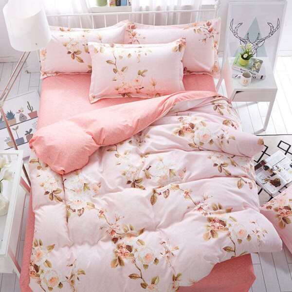 

Flower Print Sheet Set, Pink