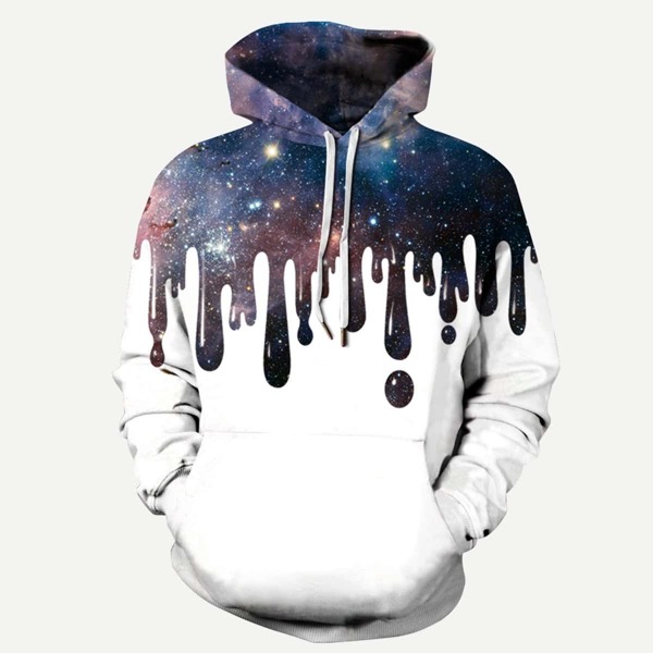 

Men Galaxy Print Hooded Sweatshirt, Multicolor