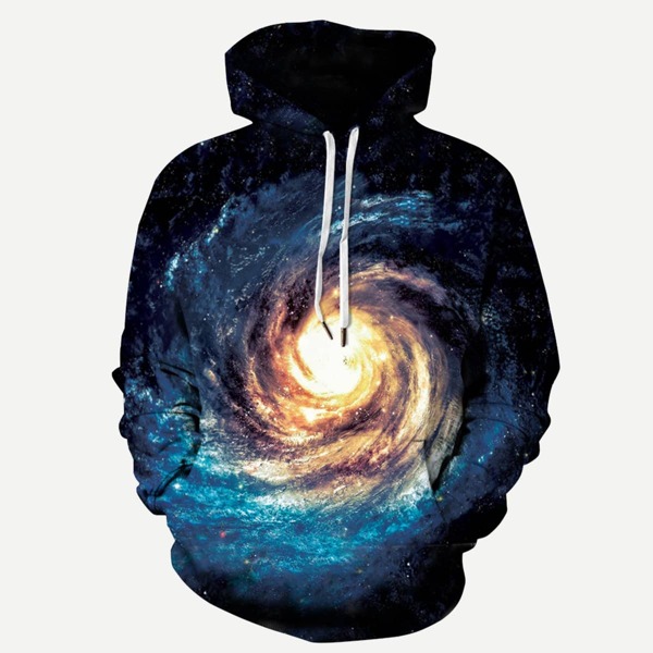 

Men Abstract Galaxy Print Hooded Sweatshirt