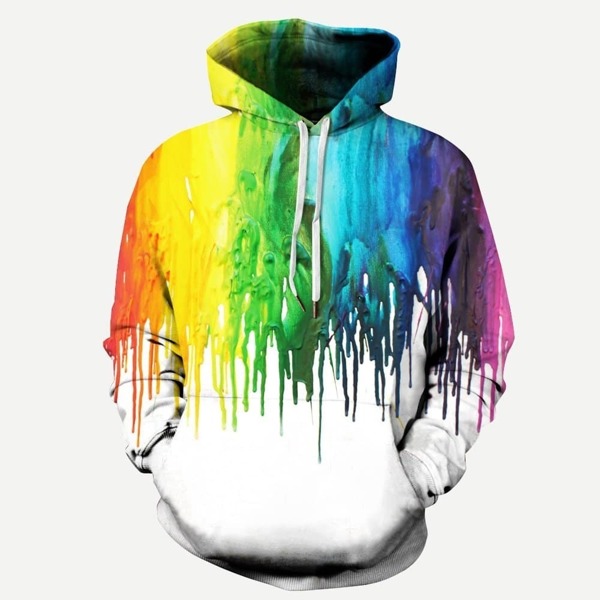 

Men Paint Drip Print Hooded Sweatshirt