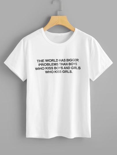 Camiseta de cuello redondo con estampado de letra