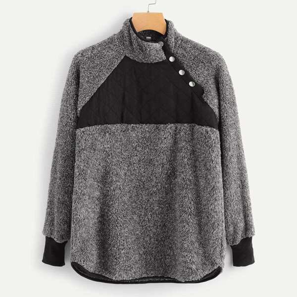

Cut And Sew Teddy Sweatshirt, Grey