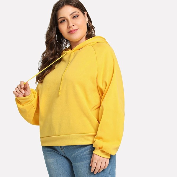 

Plus Drawstring Solid Sweatshirt