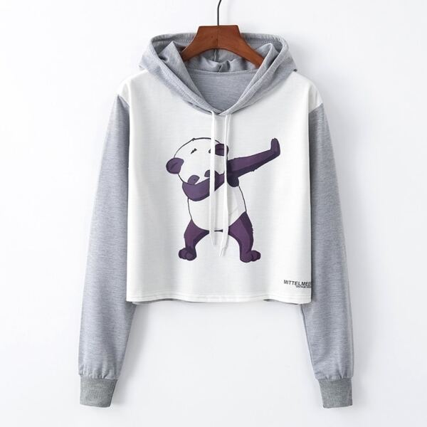 

Panda Graphic Drawstring Hoodie, Multicolor