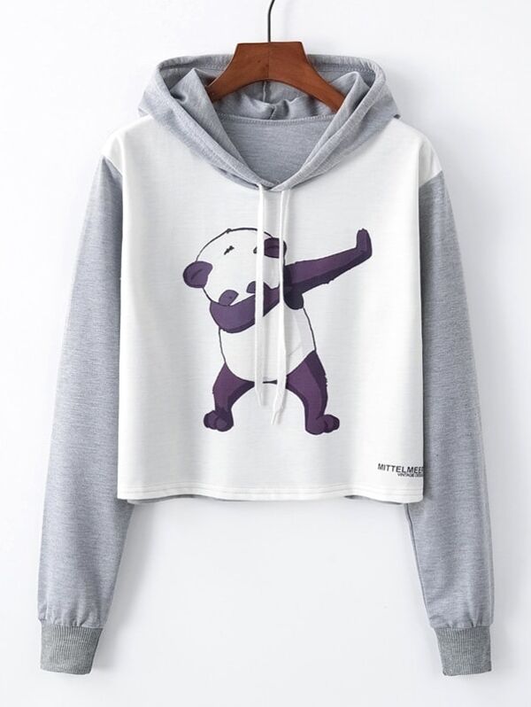 

Panda Graphic Drawstring Hoodie, Multicolor