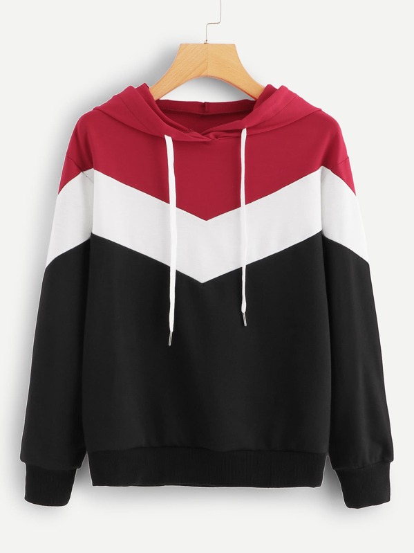 

Color Block Chevron Hoodie, Multicolor