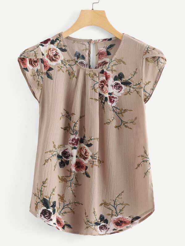 

Plus Floral Print Cut Out Blouse, Multicolor