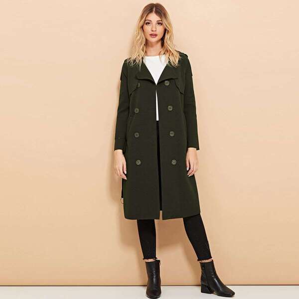 

Button Decoration Solid Coat