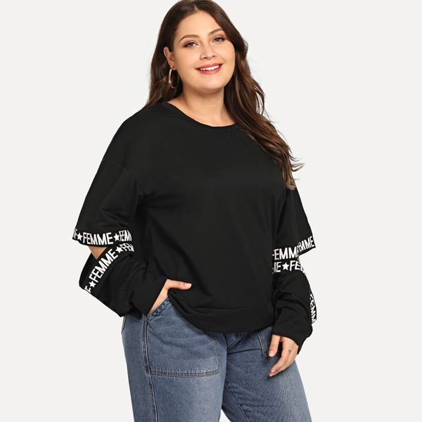 

Plus Taped Letter Print Sweatshirt