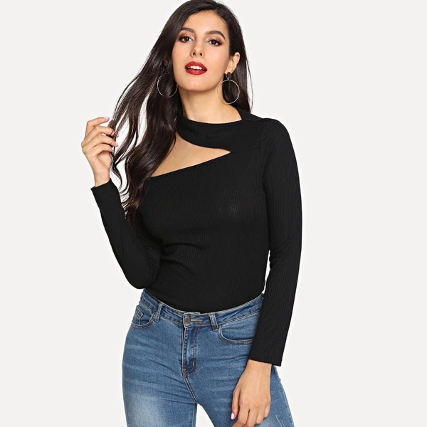 

Cold Shoulder Solid Tee
