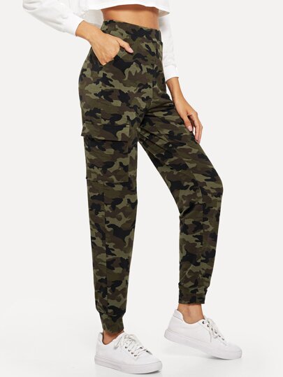 Pantalones deportivos de camuflaje con bolsillo