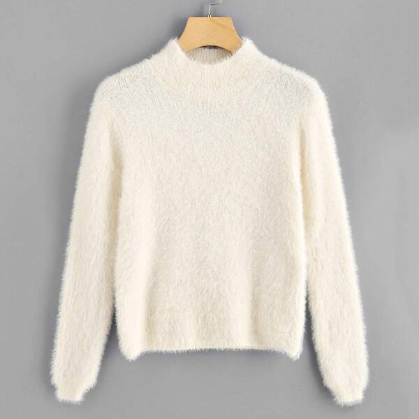 

Stand Collar Solid Jumper