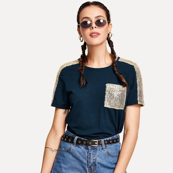 

Contrast Sequin Tee