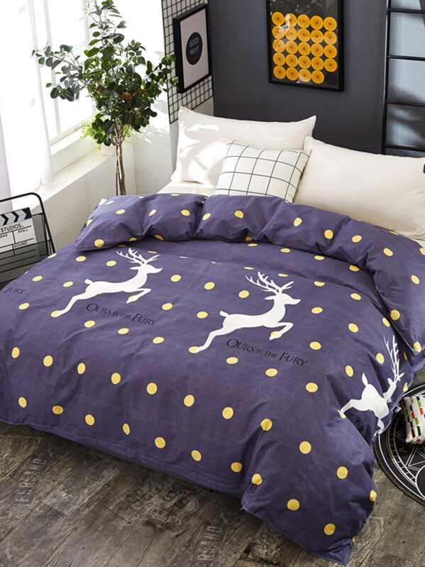 Polka Dot Deer Print Duvet Cover 1pc Shein Sheinside Style Gallery