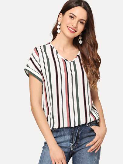 Blusa de manga corta de rayas