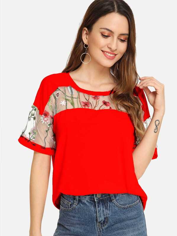 

Вышитая сетка Yoke Top, Jana