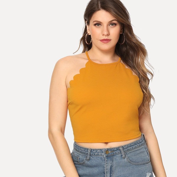 

Plus Scallop Edge Halter Top