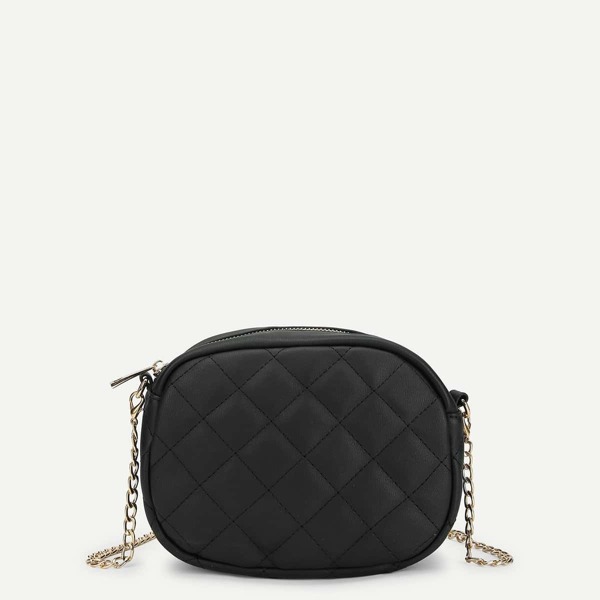 

Quilted Crossbody Chain Bag, Black