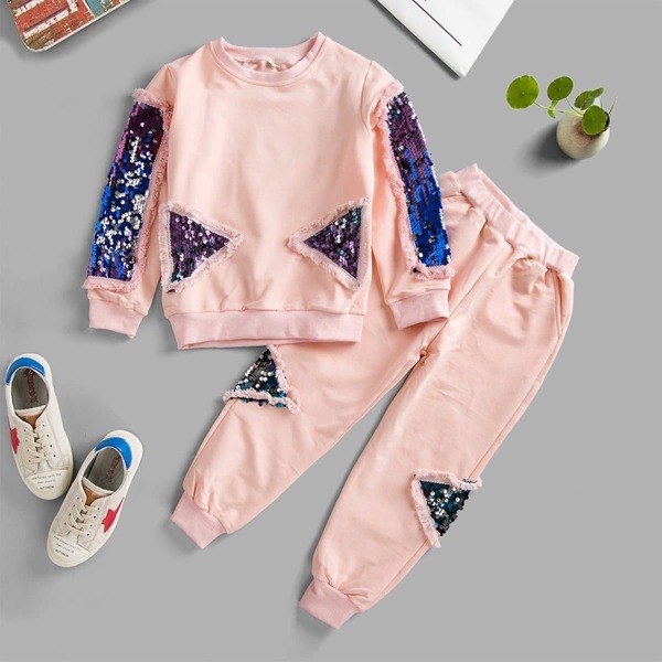 

Boys Contrast Sequin Sweatshirt With Pants