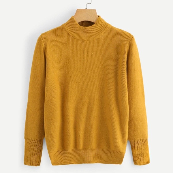 

High Neck Ribbed Sweater