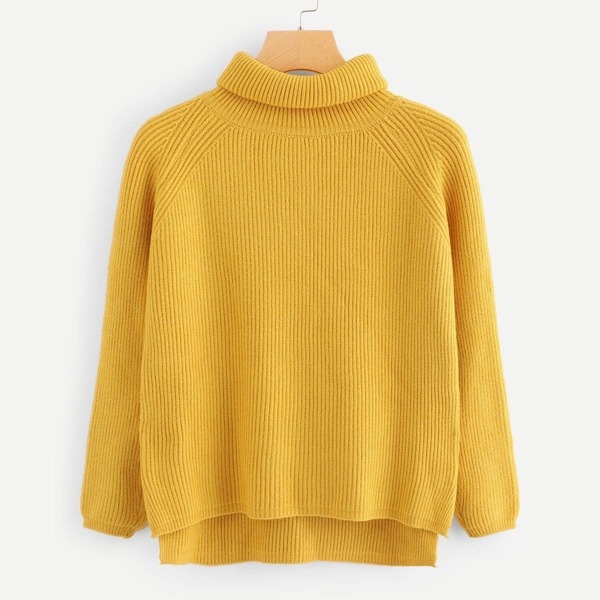 

High Low Solid Sweater, Yellow