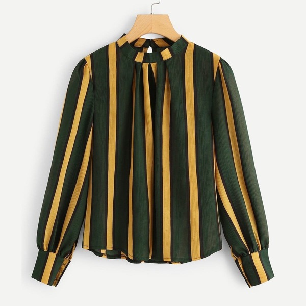 

Bishop Sleeve Striped Blouse