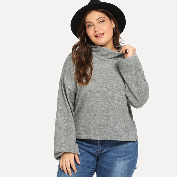 

Plus Bow Tie Drop Shoulder High Low Sweater