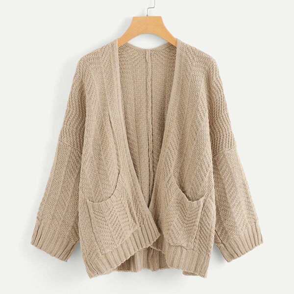 

Drop Shoulder Dual Pocket Cardigan, Khaki
